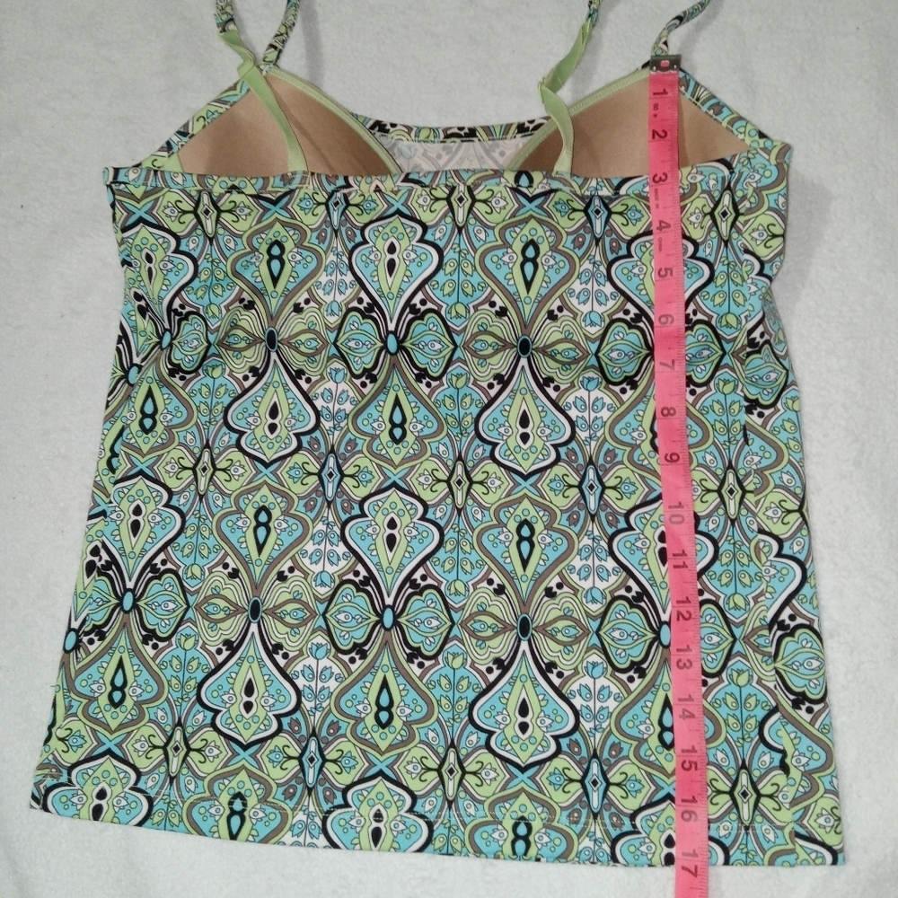 5 for $10 Athleta Green & Blue Tankini Top w/ Built in Underwire Bra size 36B - Picture 6 of 8